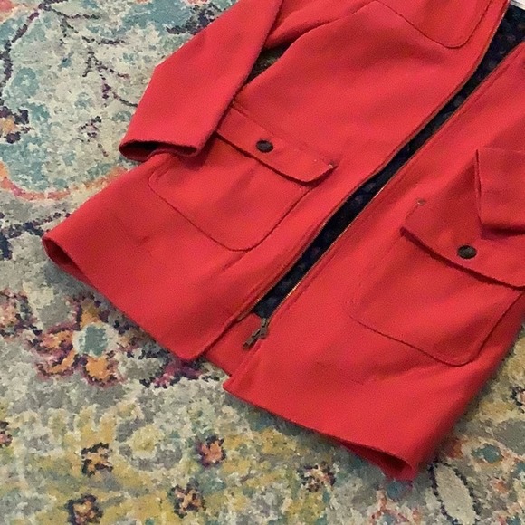 CARVE DESIGNS Red Festive Wool Blend Pea Coat M - Picture 5 of 11